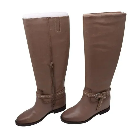 NIB Lucky Brand Maltet Knee High Boot Size 8M Silver Cloud Summer Haze Leather